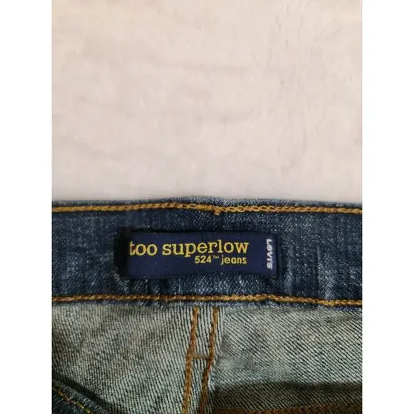 Levi's 524 Too Super Low Jeans Womens 11 32 X 33.5 Blue Rise Taper Superlow Y2k - Picture 6 of 12